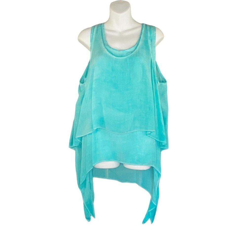 Cherishh Made in Italy Tunic Top 2 Piece Turquoise‎ Minimalist Lagenlook Coastal